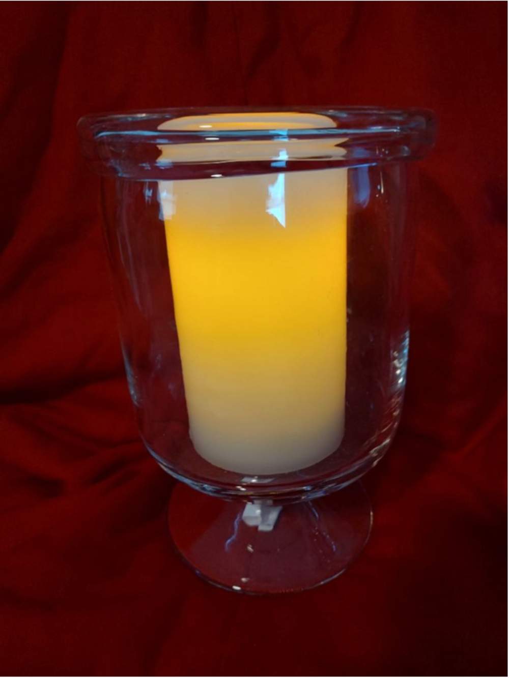 At Home Clear Glass Candle Holder with Ivory LED Candle One Size